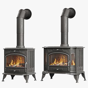 3D A set of stoves fireplaces KRATKI Koza model