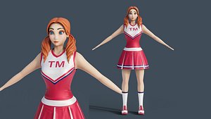 3D Cartoon cheerleader No Rigged Blender