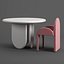 3D dining paddle table chair