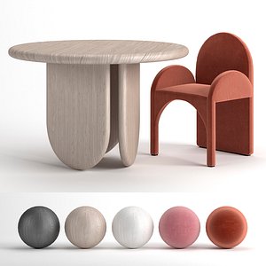 3D dining paddle table chair
