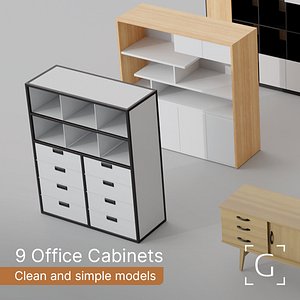 3D 9 Office Cabinet 3D Models Clean and Modern Designs