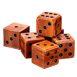 3D Dice cubes made of wood