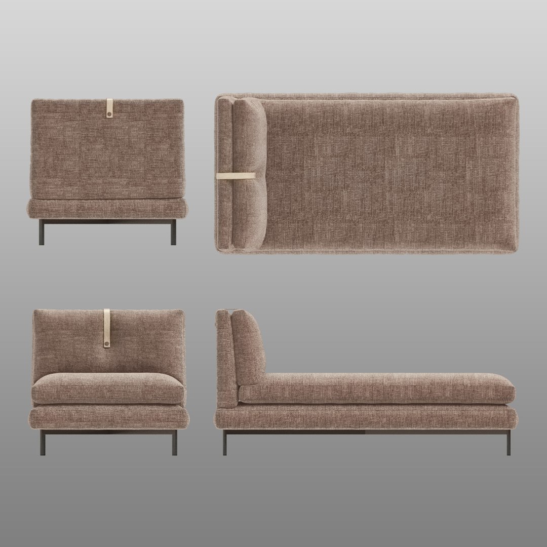 3D Model DW Sofa Chaise Lounge - TurboSquid 2278383