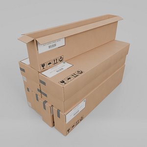 Cardboard Box R-182 - Rigged and Customizable 3D model