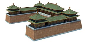 3d model entrance chinese temple