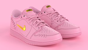 Air Jordan 1 Low Method of Make Perfect Pink Metallic Gold 3D model