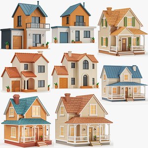 3D Houses Low Poly 3D Model Bundle model