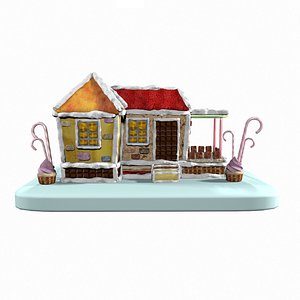3D sweet candy gingerbread house model