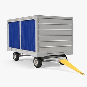 airport baggage cart covered 3D model