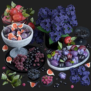 3D fruits purple