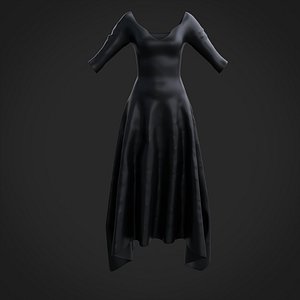 3D Female Clothing - Long Black Dress