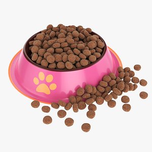 3D model Cat food bowl pink with print