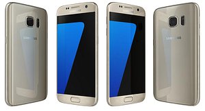 3d samsung galaxy s7 gold model