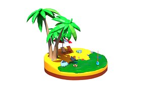 3D Low poly beach HT1