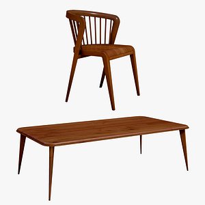 Wooden Dining Chair With Coffee Table