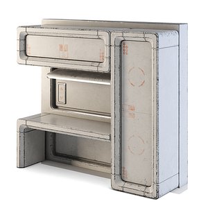 Futuristic Apartment Wall with Desk