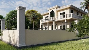 Palatial Villa Exterior Scene 3D model