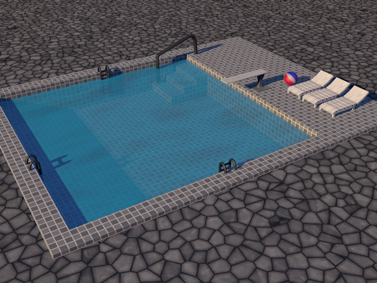 3d Pool Ladders Beach Model