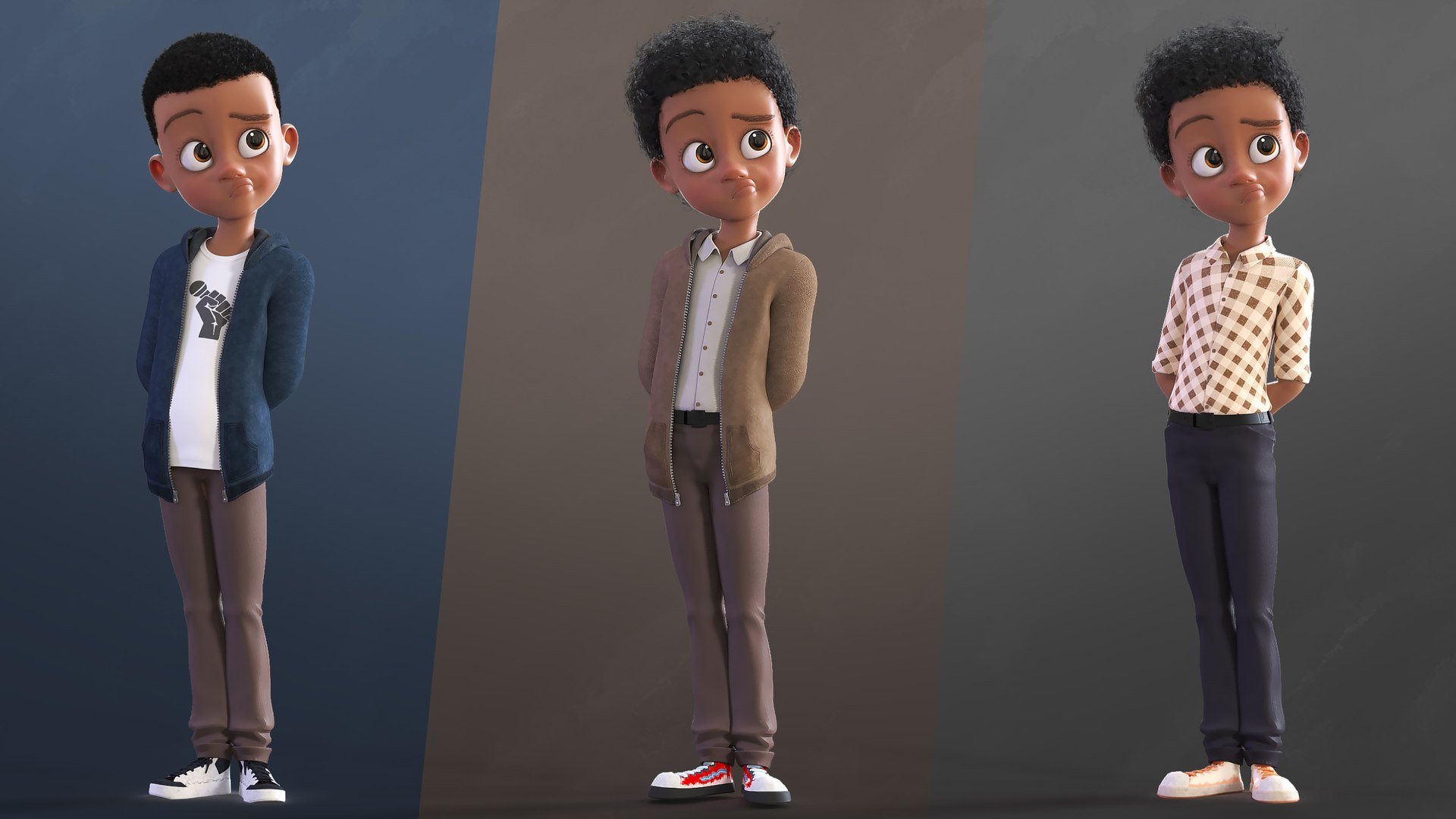 Cartoon Afro Boy 2 Maya - Toon Rigged Child Character 3D model https://p.turbosquid.com/ts-thumb/4J/ohtsOV/Kv/11/jpg/1694466735/1920x1080/fit_q87/bcf0e37c85752701d8f806ec2158a1cbe9e8b5cc/11.jpg