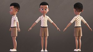 Cartoon Afro Boy 2 Maya - Toon Rigged Child Character