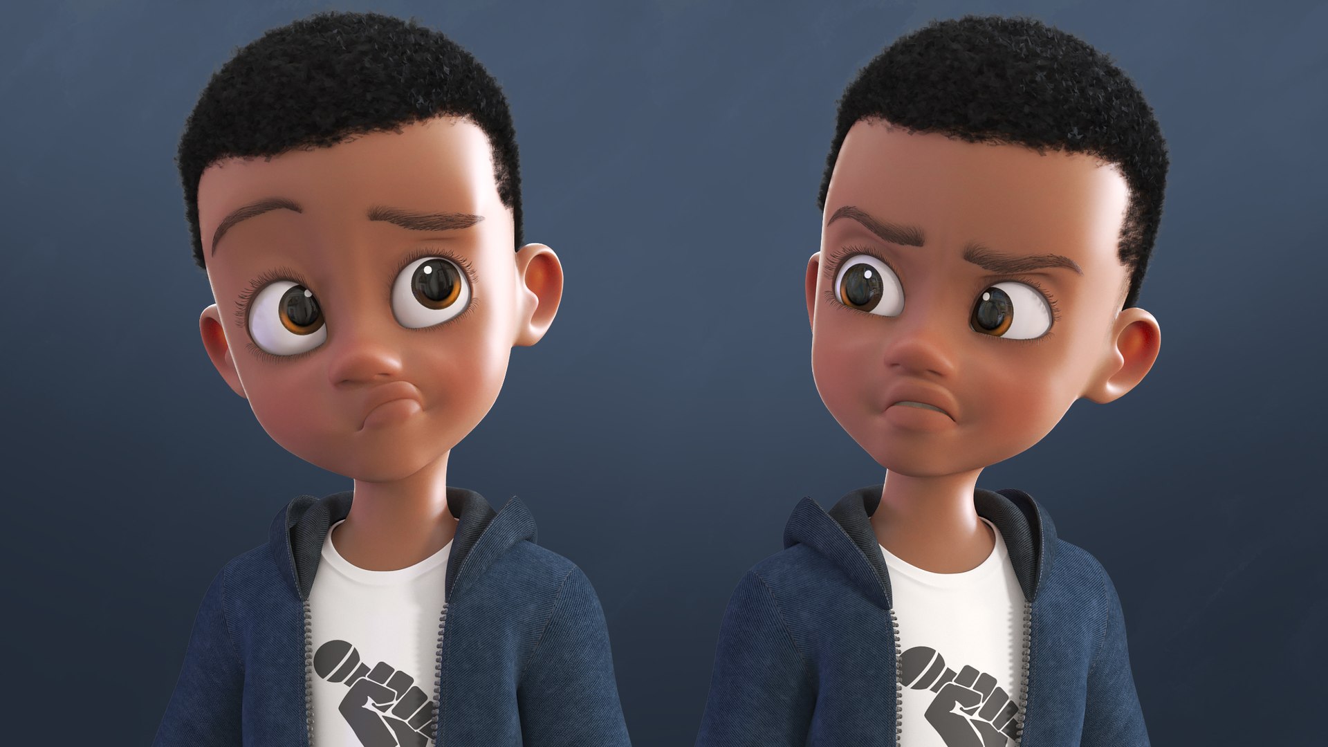 Cartoon Afro Boy 2 Maya - Toon Rigged Child Character 3D model https://p.turbosquid.com/ts-thumb/4J/ohtsOV/ib/13/jpg/1694466740/1920x1080/fit_q87/1675ddd5e65b65e6d1299d8e5998468a0c2a6feb/13.jpg