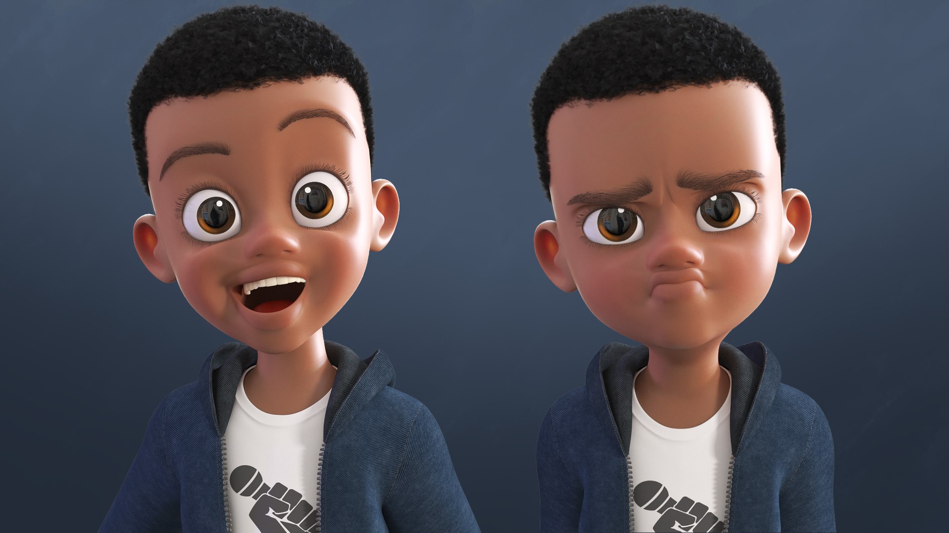 Cartoon Afro Boy 2 Maya - Toon Rigged Child Character 3D model https://p.turbosquid.com/ts-thumb/4J/ohtsOV/lt/yakin_pozlar4/jpg/1694466749/1920x1080/fit_q87/baf5f75058a8c2c5d1a828c795fed660de13537e/yakin_pozlar4.jpg