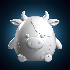 Chubby Cow 3D Print Model Cartoon Animal Figure