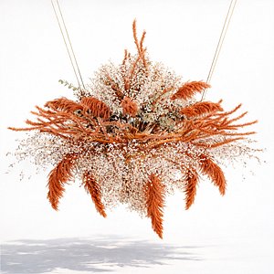 Hanging Installation Pampas grass palm Terracotta Bouquet 3D model