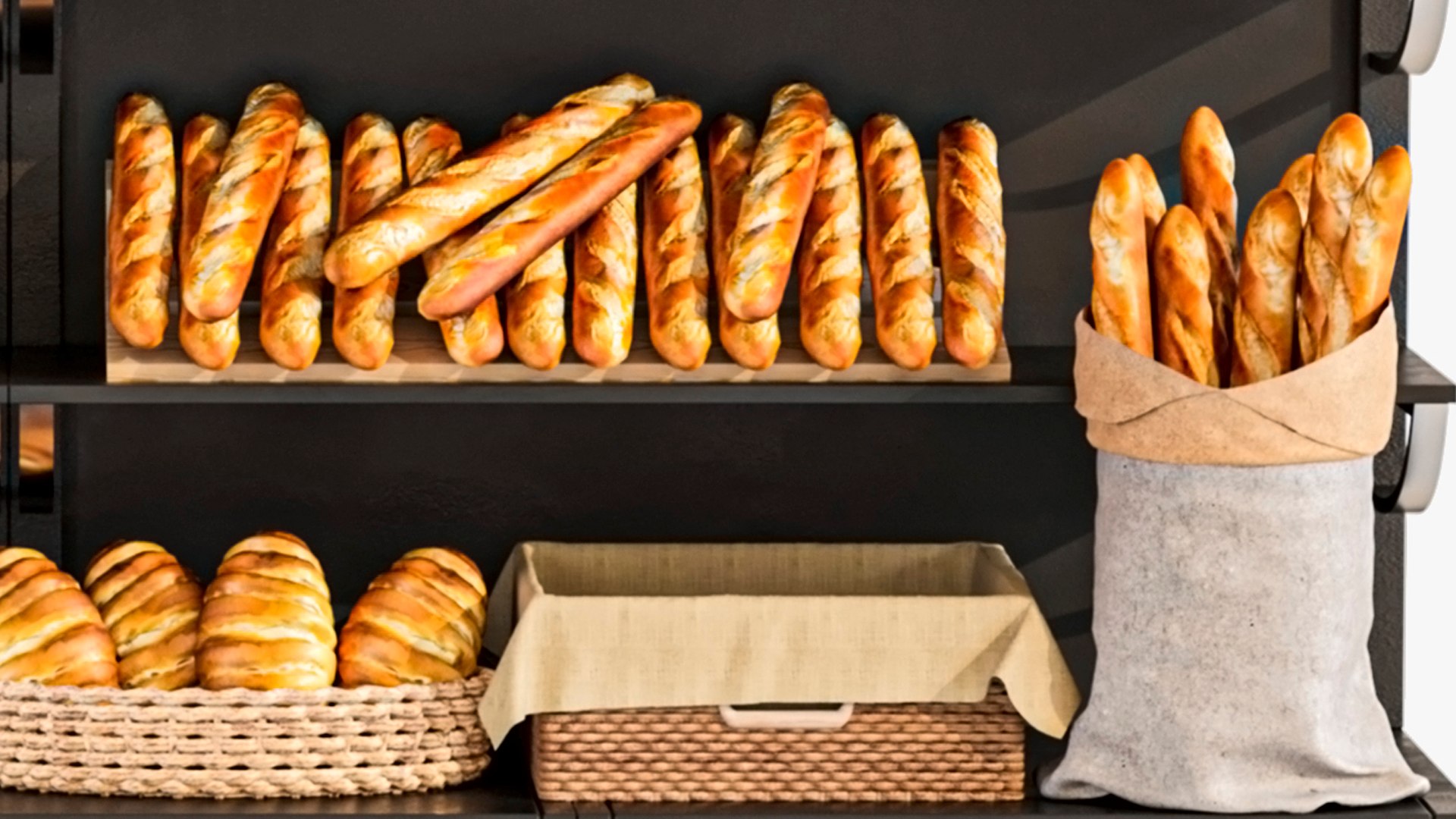 3D Rack With Baked Goods In A Candy Store Model - TurboSquid 2153193