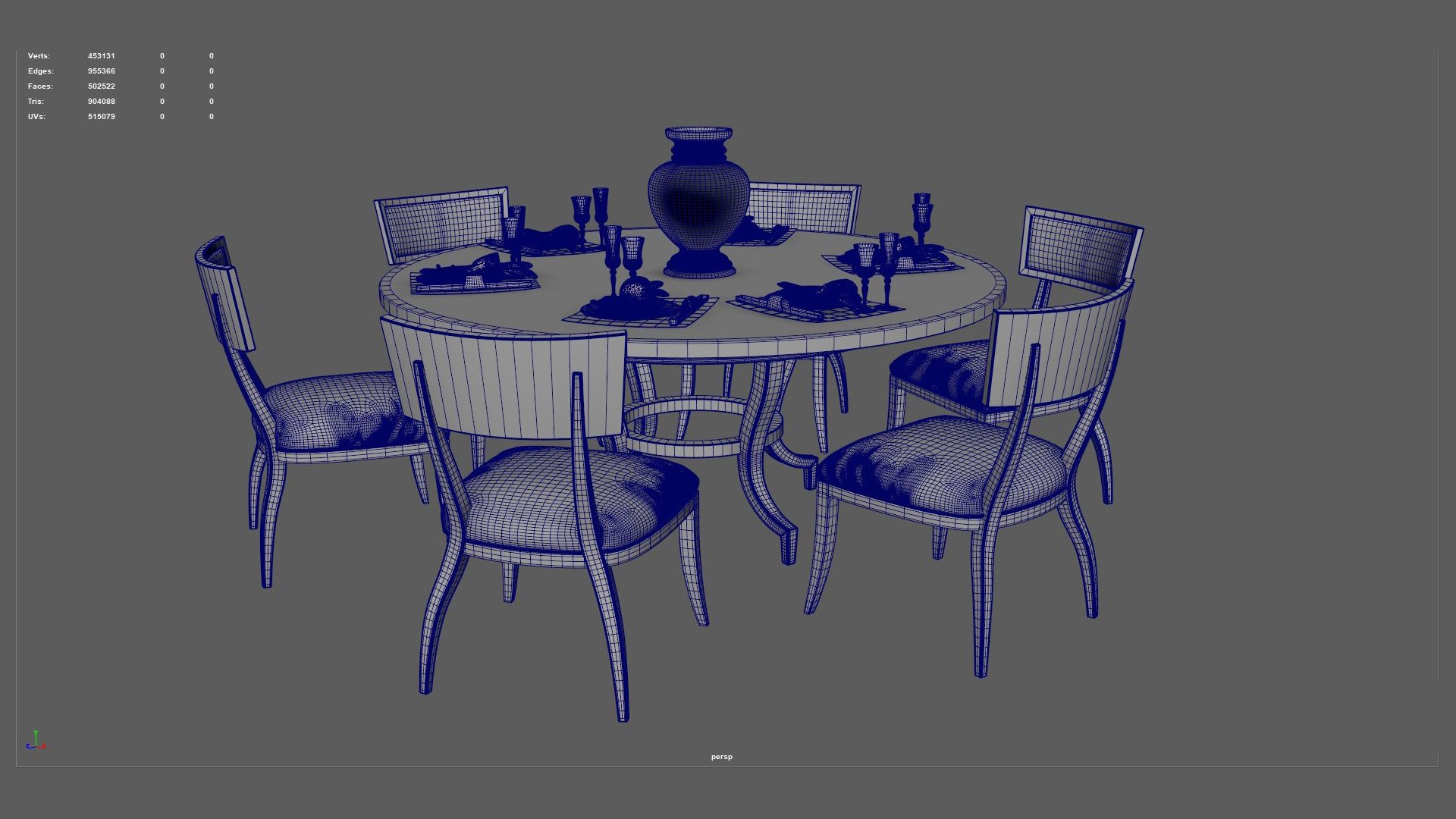 3D Round Dining Table Set With Eight Chairs And Tableware - TurboSquid ...