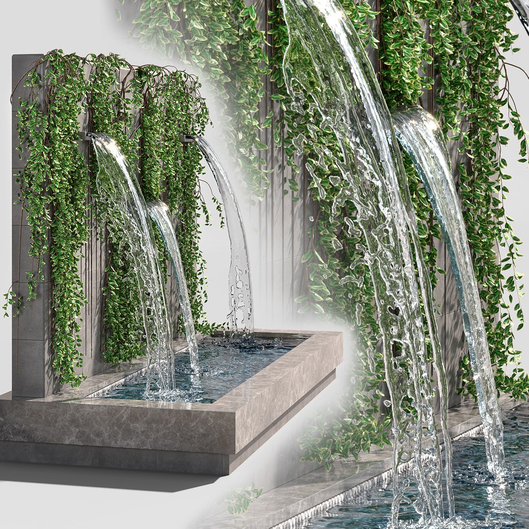3D Fountain Wall With Ivy Model - TurboSquid 1734440