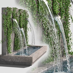 3D Fountain Wall with Ivy model