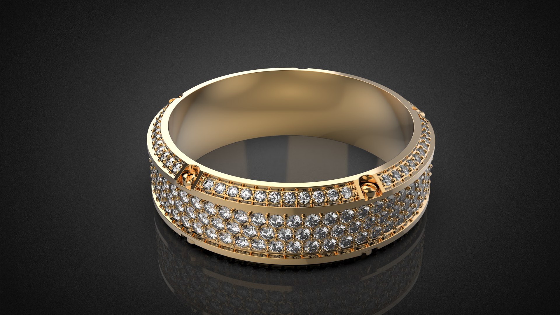3D Model Gold Screw Pave Ring R27 3D Print Model - TurboSquid 1992684