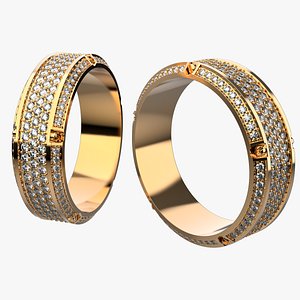 Gold Screw Pave ring R27 3D print model