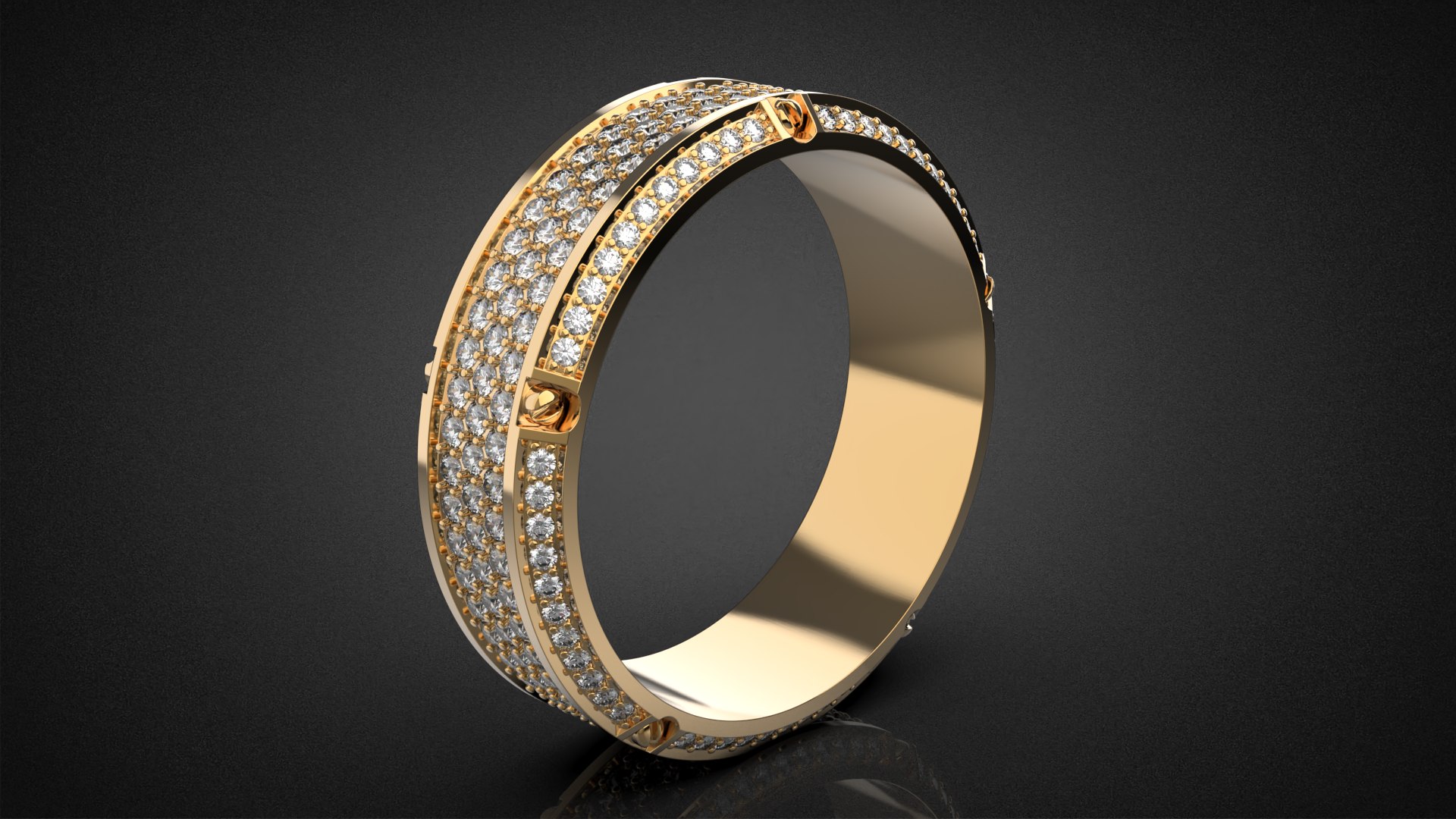 3D Model Gold Screw Pave Ring R27 3D Print Model - TurboSquid 1992684