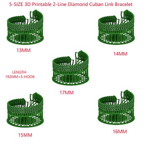5 Size Spiral 2-Line Diamond Cuban Link Bracelet