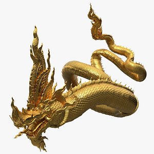 Gold Naga Dragon Rigged