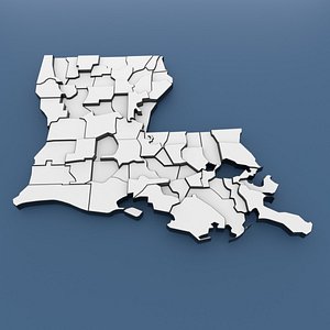 Louisiana Counties - Map of United States of America USA 3D model
