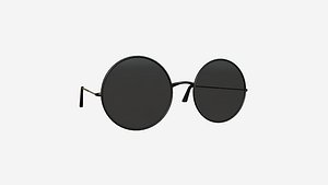 3D Sunglass Rounded D10 Full Black - Character Design Fashion