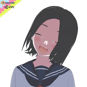 Sayuri Fully Rigged Anime School Girl 3D Model VRM GLB Blender Unity model