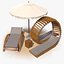 Ombrellone chaise longue in legno