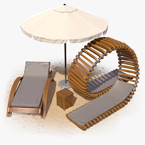 Wooden Chaise lounge Umbrella