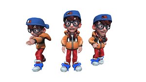 Cartoon Boy Girl animated with textures