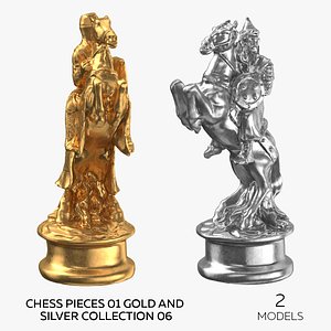 Chess Pieces 01 Gold and Silver Collection 06 - 2 models 3D model