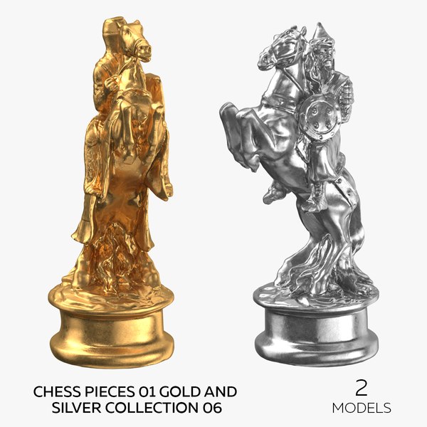 Chess Pieces 01 Gold and Silver Collection 06 - 2 models 3D model