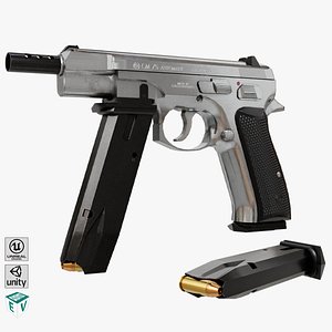 3D Pistol 09 Silver Generic All PBR UE Textures