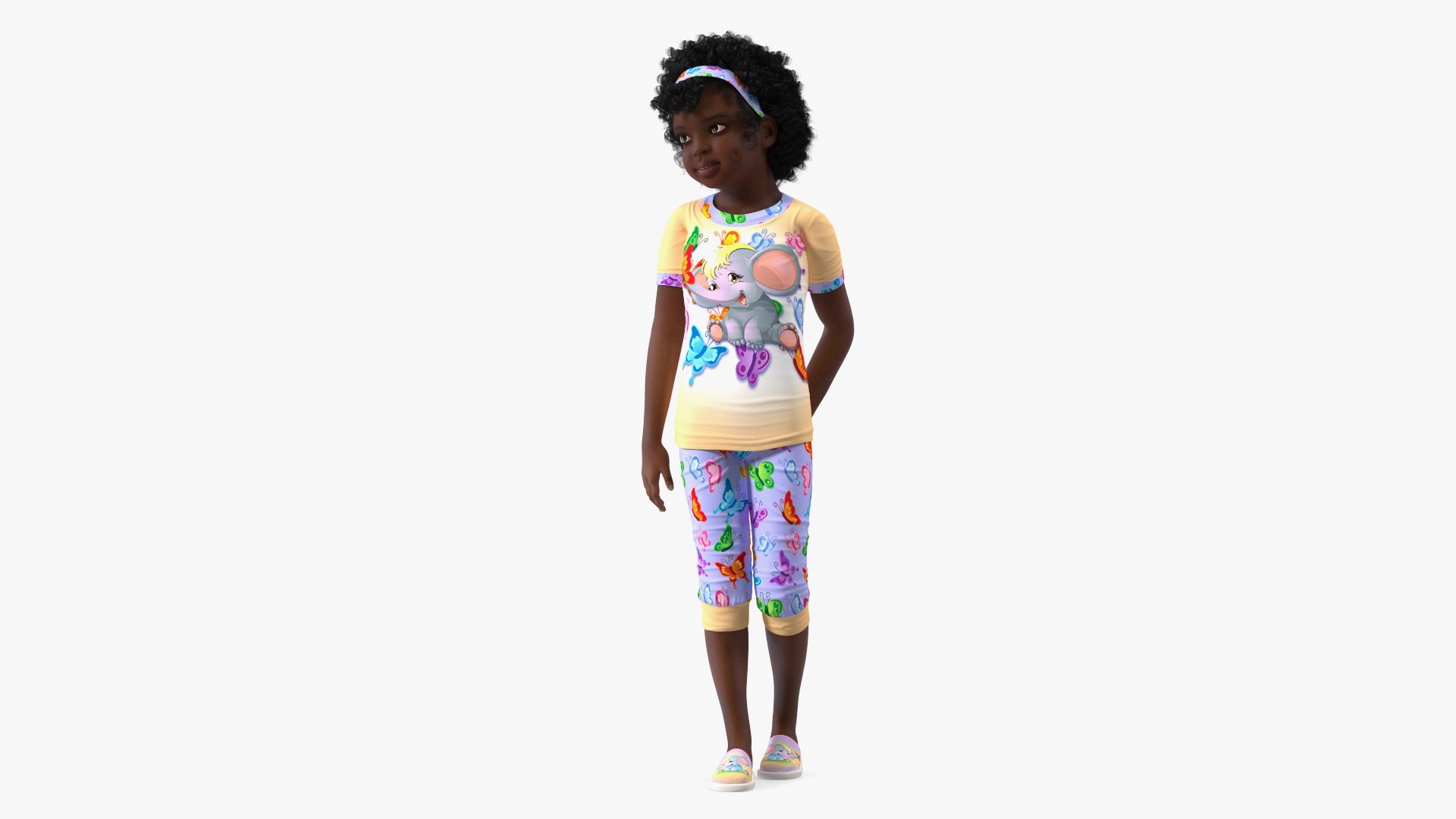 Home Style Black Girl Child Standing 3D model preview
