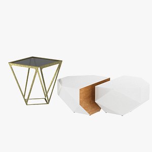 tables grey glass designed 3d model