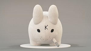 3D Kidrobot Smorkin Labbit White 14 inch Plush by Frank Kozik model
