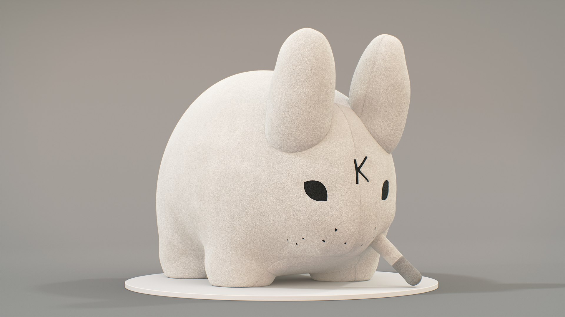 3D Kidrobot Smorkin Labbit White 14 Inch Plush By Frank
